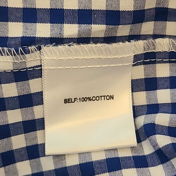 Jane &  Delancey 100% Cotton Medium Blue White Gingham Blouse Bell Sleeve Size M - Picture 7 of 9